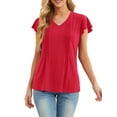 thumbnail image 3 of Cueply Womens Casual Tops Summer Short Sleeve V Neck T Shirts Loose Tunic Tops, 3 of 6