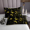 thumbnail image 3 of YST Geometric Neon Square Quilt Set, Stereoscopic Geometry Bedspread Set Queen Size Yellow Black Neon Lights Coverlet Set Modern Abstract Grid Bed Set For Kids Teens Adult Women Bedroom, 3 of 3