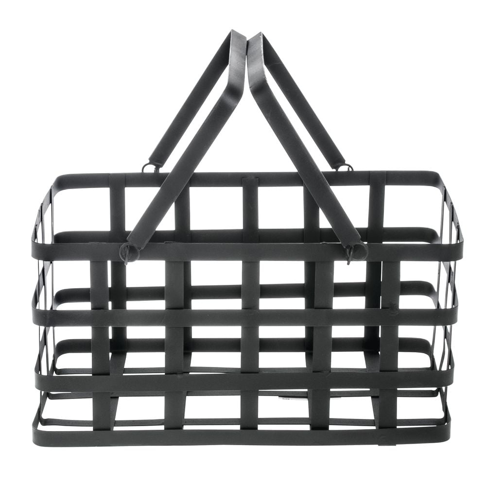 HUBERT® Rectangular Black Metal Tobacco Basket With Handles 12"L x 7