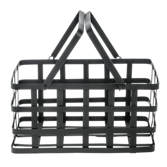 HUBERT® Black Metal Tobacco Basket with Handles - 12"L x 7 3/4"W x 6"H
