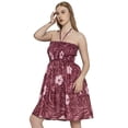 thumbnail image 4 of HAPPY BAY Women's Beach Vacation Summer Holiday Smocked Tube Top Short Ruched Evening Dress Strapless Dresses for Women L-XL Maroon Floral, 4 of 6