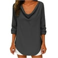 thumbnail image 2 of FRSASU Womens fashionable and comfortable Casual linen-cotton Long Sleeve Shirts loose Solid Blouses Tops Black, 2 of 6