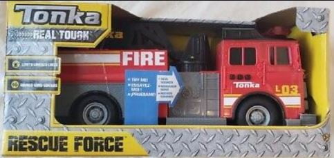 NEW Tonka Real Tough Rescue Force Red Plastic Fire Truck Lights Sounds Ladder 