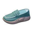 thumbnail image 2 of Zapatos casuales de PU para mujer, cómodos, suaves, con plataforma, estilo urbano, suela gruesa, sin cordones verde 36, 2 of 9