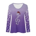 thumbnail image 4 of Adeawade Women Christmas Tshirts Winter Long Sleeve T Shirt Loose Fit Holiday Top Crewneck Xmas Seasonal Christmas Graphic Tee Cute Clothes Purple Xl, 4 of 4
