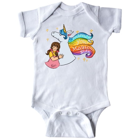 

Inktastic Embrace Your Magical Side Girl Hugging A Unicorn Gift Baby Boy or Baby Girl Bodysuit