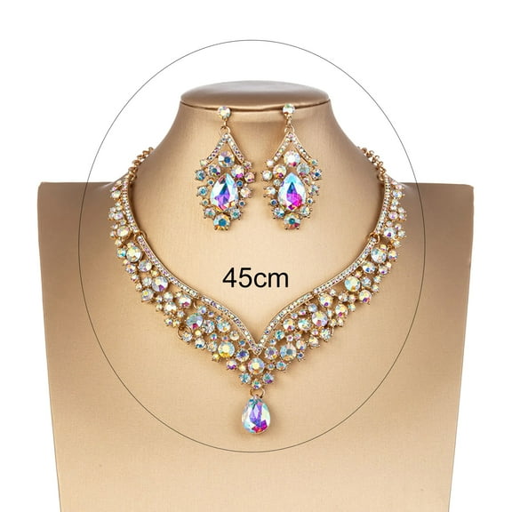 Limei Trendy Earrings Choker Necklace Exquisite for Wedding Dress Up