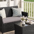 thumbnail image 7 of 4 Pieces Patio Furniture Set, Indoor/Outdoor Rattan Sectional Sofa Conversation Bistro Set for Garden Balcony Backyard Porch Lawn, Black Rattan/Grey Cushion, 7 of 7
