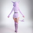 thumbnail image 3 of Women's PM Derivative Fluffy Bodycon Romper Pajama Halloween Furry Bodysuit Long Sleeve Hooded Jumpsuit with Tail Belt and Socks, 3 of 10