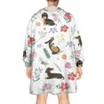 thumbnail image 2 of Wearable Oversized Blanket,Dachshunds with Flowers Wearable Blanket Hoodie for Adults,Cozy Hooded Blankets with Super Pockets,Super Warm Fuzzy Pullover for Women & Men, 2 of 6