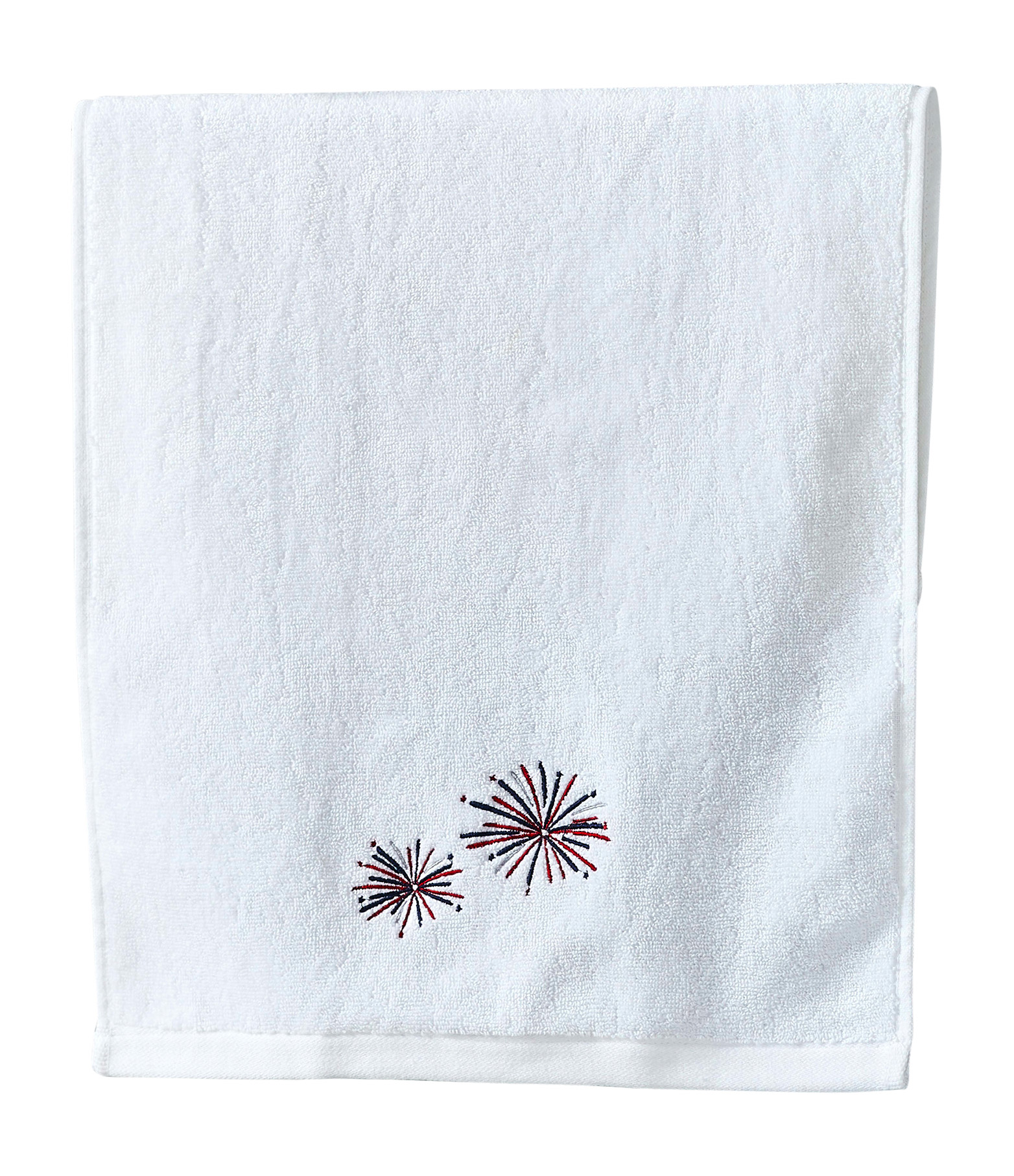 Patriotic White Hand Towels Luxury Soft Absorbent Terry Cloth Embroidered Red White Blue