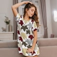 thumbnail image 3 of Vsdgher Chemise de Nuit à Manches Courtes pour Femmes à Motif de Feuilles d'Érable Col Rond Mignonne Robe de Nuit à Volants Confortable, 3 of 6