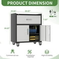 thumbnail image 4 of OPTYMIRA Armoire de Rangement d'Outils Mobile en Métal avec Roues, Armoires d'Outils Roulantes Robustes pour Garage, Armoires de Rangement en Métal avec 2 Portes Verrouillables et 1 Tiroir, Assemblage Requis, 4 of 4