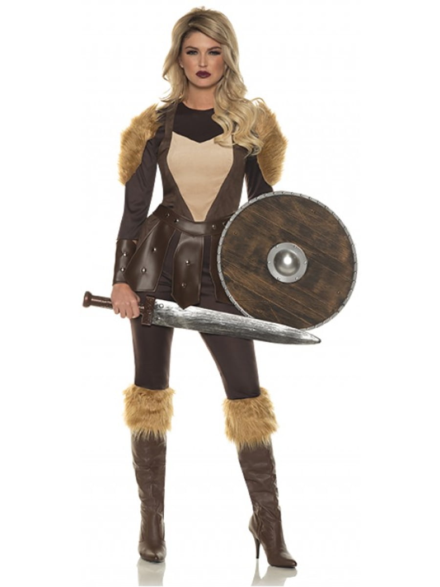 Barbarian Girl Ladies Fancy Dress Medieval Viking Warrior Womens Adults Costume 