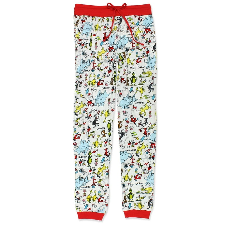Dr. Seuss Juniors The Grinch Naughty Soft Touch Fleece Plush Pajama Pants  (Large) Red