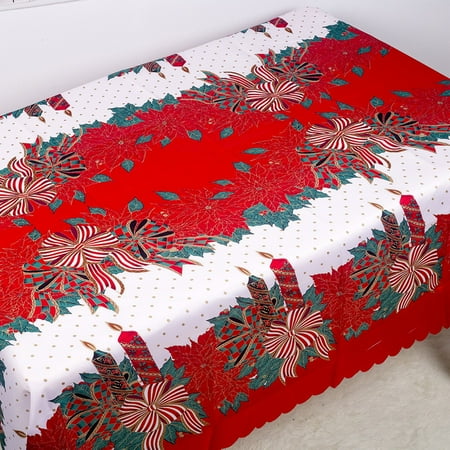

Christmas Tablecloth - Christmas Scroll Printed Fabric Water Resistant