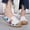 White, variant on Tawop Shoes Women Fashion Women Ankle Strap Summer Printing Slip-On Flats Shose Size 5-5.5
