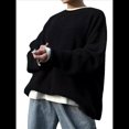 thumbnail image 1 of Suéter de Punto Holgado con Cuello Redondo y Color Liso para Mujer, Ideal para Otoño e Invierno. Negro M, 1 of 10