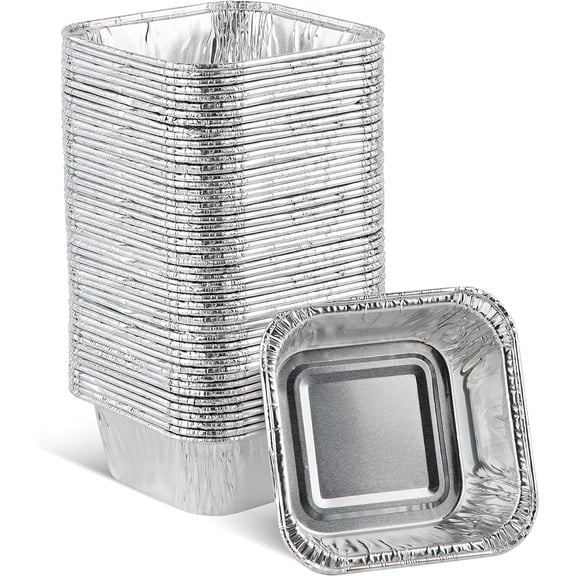 PLASTICPRO Aluminum Foil Baking Pans 3" x 3" x 2" Square Tin Foil Cake Pan for Ovens