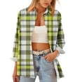 thumbnail image 5 of TKLPEHG Women's Button Down Plaid Shirts Loose Long Sleeve Lapel Shirts Trendy Business Casual Going Out Checkered Tops (Multicolor,XXL), 5 of 5