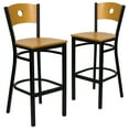 thumbnail image 2 of BizChair 2 Pk. Black Circle Back Metal Restaurant Barstool - Natural Wood Back & Seat, 2 of 8