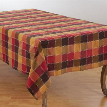 

SARO 70 x 140 in. Rectangle Stitched Plaid Cotton Blend Tablecloth - Multi Color