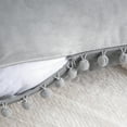 thumbnail image 2 of Phantoscope Throw Pillow with Insert，Silky Velvet Series Pom Pom Decorative pillow, 20" x 20", Gray, 2 Pack, 2 of 8