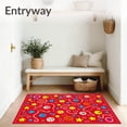 thumbnail image 3 of ODIKA 2'x3' Machine Washable Non-Slip Area Rug, Cheerful Learning Lane with ABC Trail Numbers and Interactive Icons High Traffic Rug, Red, 691467, 3 of 7