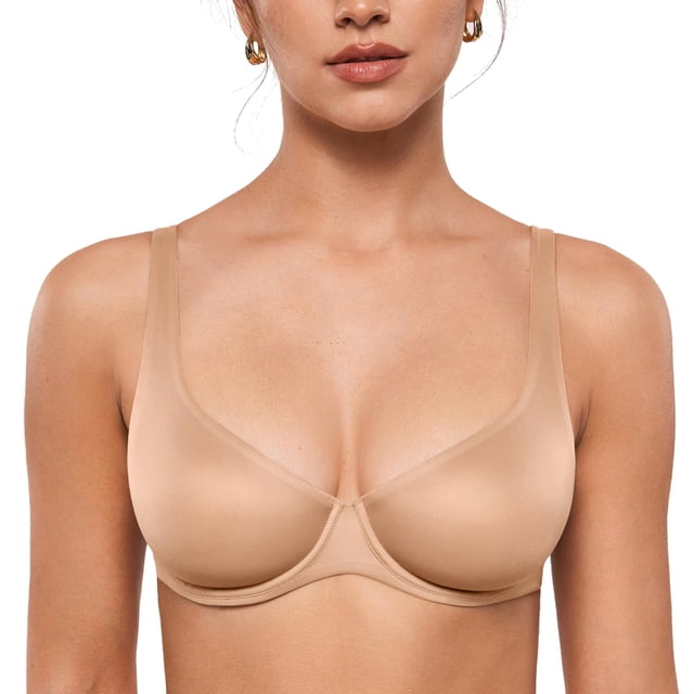 Sostén Balconette INLYRIC de Malla Transparente con Aros 36E Beige Cálido