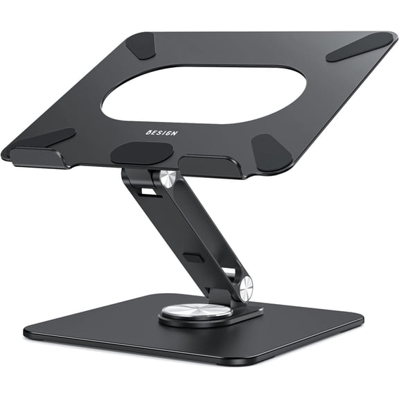 Laptop Stand with 360 Rotating Base, Ergonomic Adjustable Notebook Riser Holder Compatible with Air, Pro, Dell, HP, Lenovo More 10-15.6" Laptops (Silver)