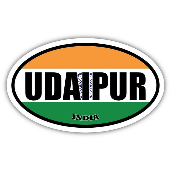 Udaipur India Flag Oval Decal Vinyl Bumper Sticker 3x5 inches