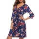 thumbnail image 2 of Vestido De Media Pierna Cuello V Manga Corta Floral Mujer Fiestas De Disfraces Noche De SG Baoblaze  Vestido en V floral con cuello en V, 2 of 8