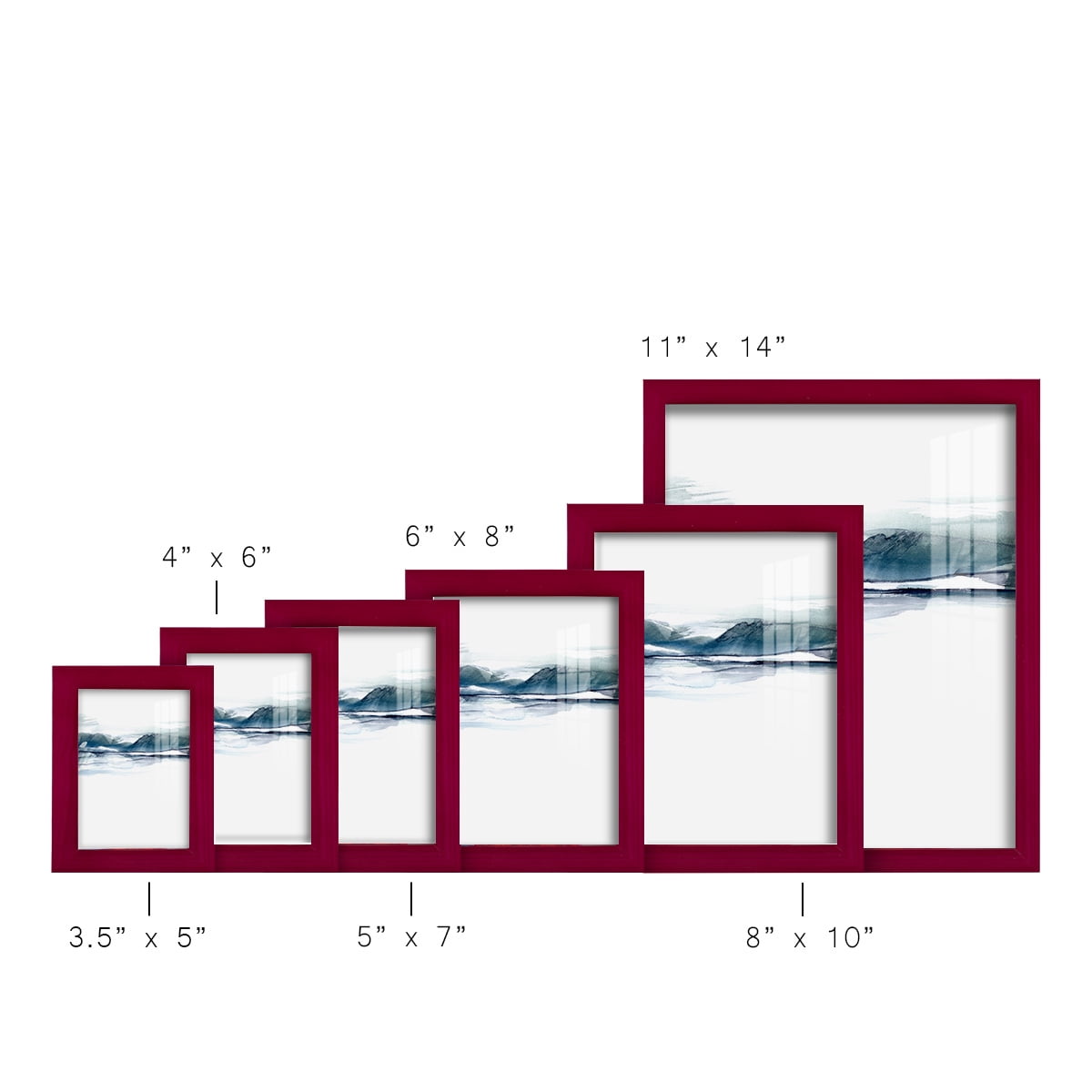 Stark Horizon I - Framed Print w/glass - Cherry Red