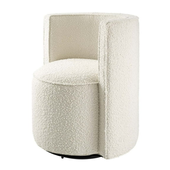 Swivel Armchair Chair, Ivory White, Fabric, Living Kitchen Cafe Bistro Hospitality Restaurant, Modern Contemporary HB34557
