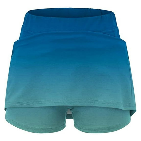 XIAONU Women's Ombre Active Skort High-Waisted Layered Mini Skirt Breathable Golf Tennis Workout Skirts