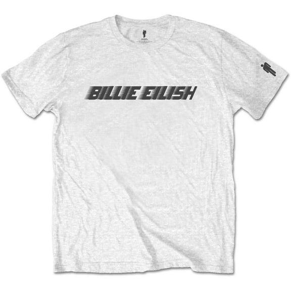 Men's Billie Eilish Black Racer Logo (Sleeve Print) Slim Fit T-shirt Small White