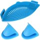 thumbnail image 1 of Tamiz de silicona para enganchar, filtro de goteo resistente al calor para colador y tamiz a presión en tazones, ollas y sartenes, con 2 guantes de silicona, 1 of 9