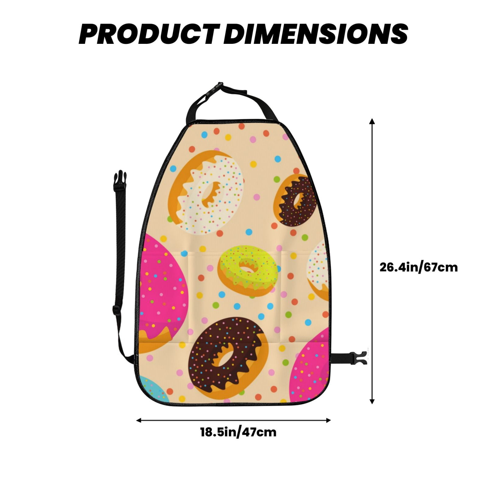 Xecao Donuts Pattern Car Seat Back Protector 2 Pack Large Capacity Pocket, Kick Mats Back Seat Protector