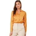 thumbnail image 1 of Camisa de trabajo de manga larga con blusa elegante con cuello en V de oficina para mujer Bronce L, 1 of 6