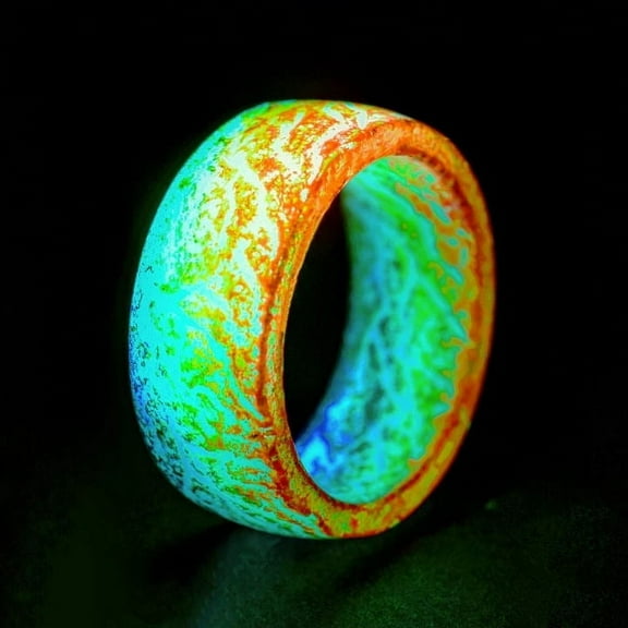 Zhuge Luminous Glow Ring Glowing in The Dark Jewelry Unisex Decoration for Adult, Flash Finger Rings Light up Ring,Size:6,two-tone
