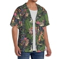 thumbnail image 4 of Honeii 's Forest Animals And Plants for men's short-sleeved button-up collared shirt featuring a pocket, perfect for beach vacations, and travel adventures., 4 of 5