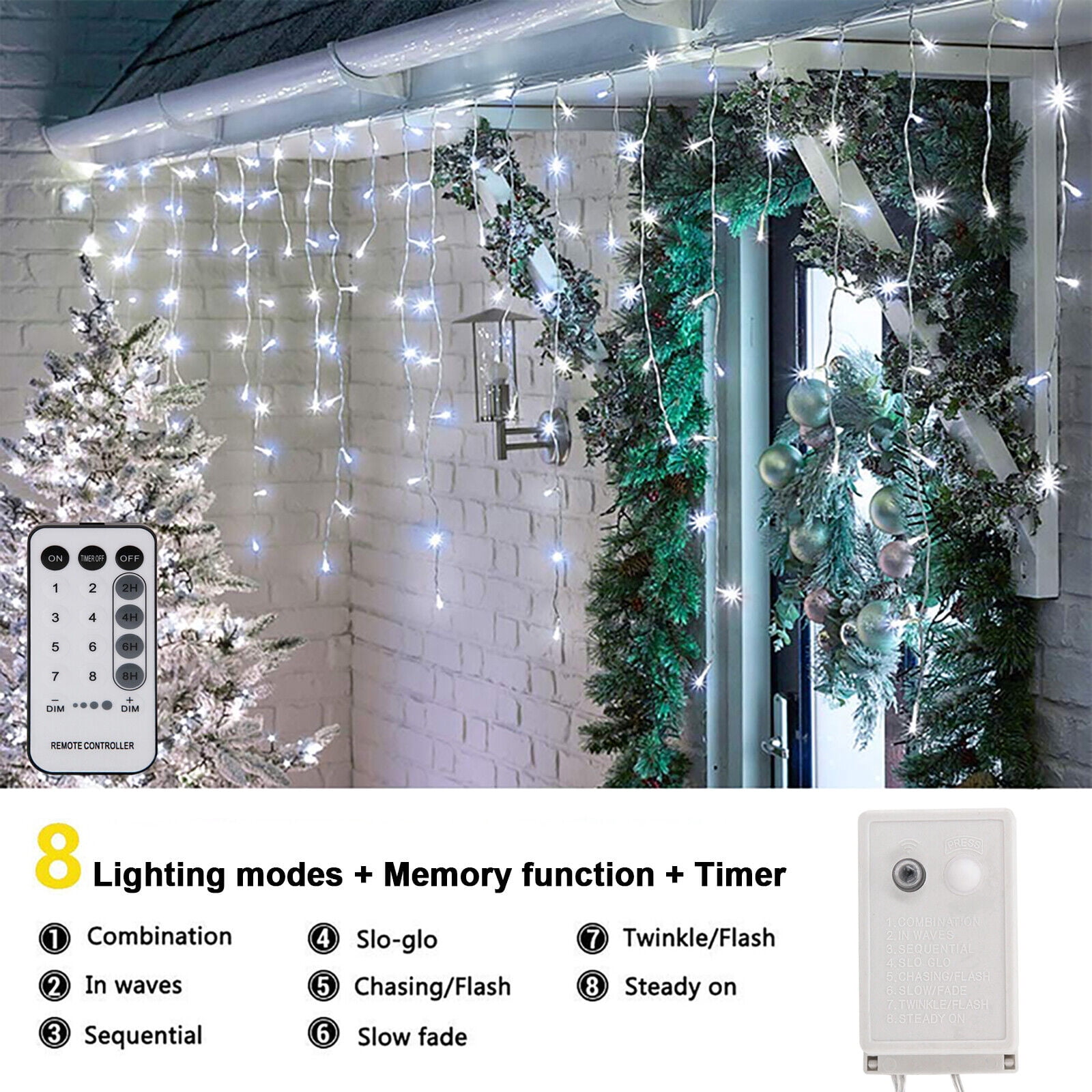 Fairy Lights Plug in,96 LEDs Waterproof Wire Firefly Lights,UL Adaptor Included,Starry String Lights for Wedding Indoor Outdoor Christmas Patio Garden Decoration,White