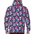 thumbnail image 7 of Kdxio Skull flower blue Print Mens Casual Hooded Collar Drawstring Hoodies Pullover Sweatshirts Casual Long Sleeve Shirts-3X-Large, 7 of 7