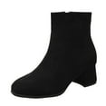 thumbnail image 2 of Wavsuf Work Boots for Women Soft Toe Winter Short Ankle-High with Zipper with Fuzz Flock Black Shoes Size 40, 2 of 9