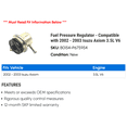thumbnail image 2 of Fuel Pressure Regulator - Compatible with 2002 - 2003 Isuzu Axiom 3.5L V6, 2 of 2