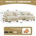 thumbnail image 4 of TUANLUO 130" Oversized U-Shape Sectional Couch for Living Room, Modular Sectional Sofa with Ottoman, Velvet 3-Seater Sofa Tufted Couch with Round Armrests, Cream, 4 of 9
