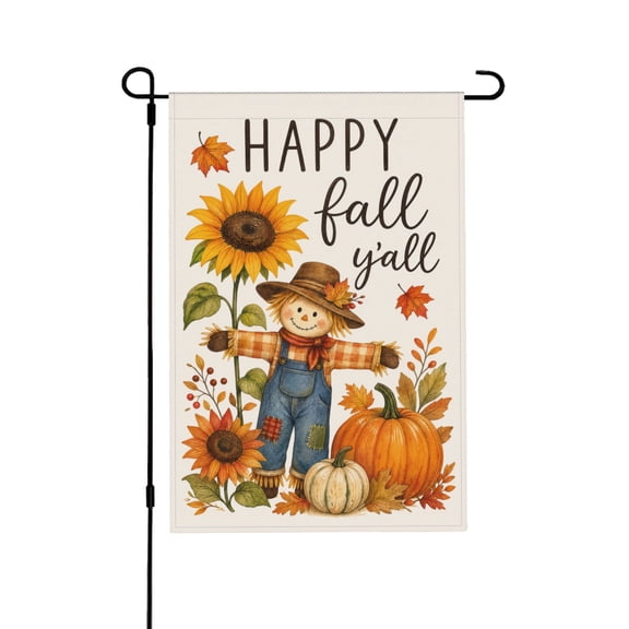 Garden Flag with Scarecrow & Sunflower Design, Rustic Fall Decor, 12x18 in