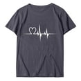 thumbnail image 5 of Adeawade Valentine'S Day T Shirts For Women Short Sleeve T Shirt Solid Color Heart Print Tops Round Neck Tee Casual Clothing Xl Grey, 5 of 6