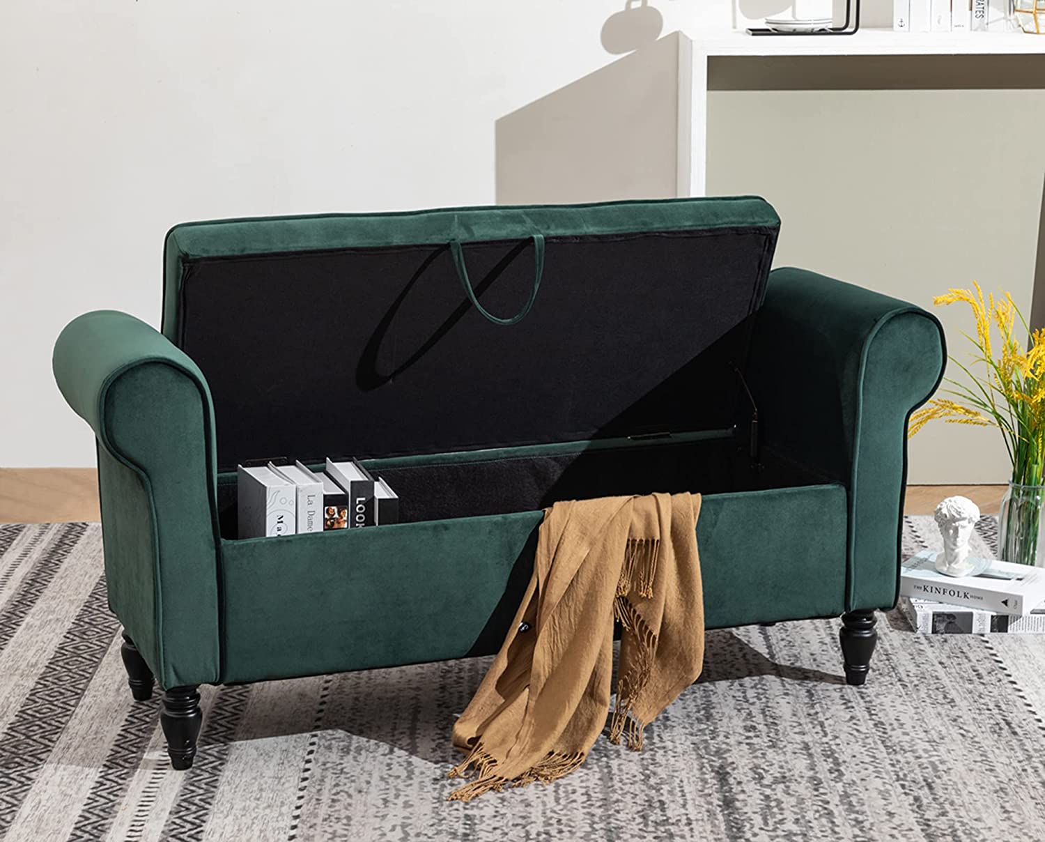 Andeworld Storage Bench with Arms for Bedroom Living Room Entryway