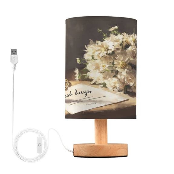 BZSMCE Lamp Modern White Flowers Rings Painting Creative Patter Night Light